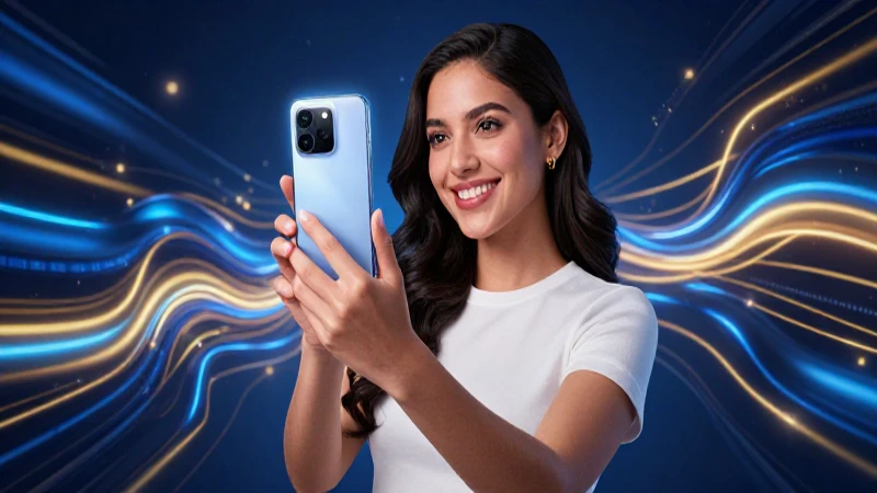 Mujer mexicana con datos digitales vibrantes