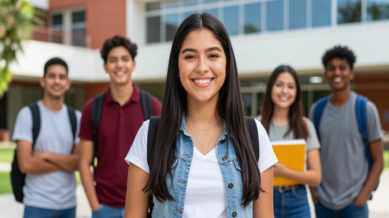 Retrato cinemático de estudiante mexicano sonriente