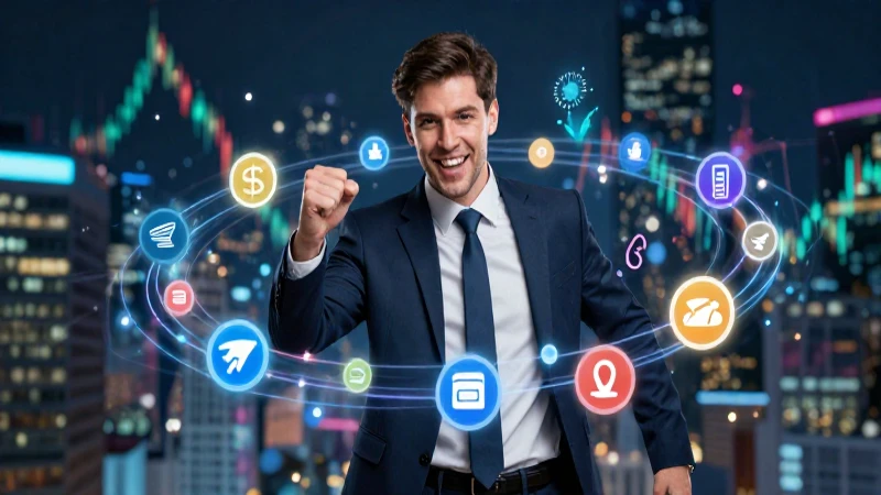Profesional mexicano dinámico en red financiera futurista