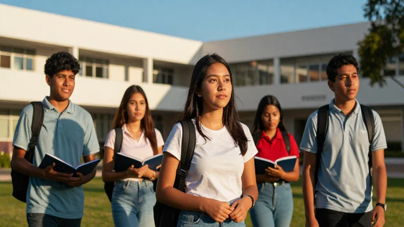 Estudiantes mexicanos diversos en campus universitario