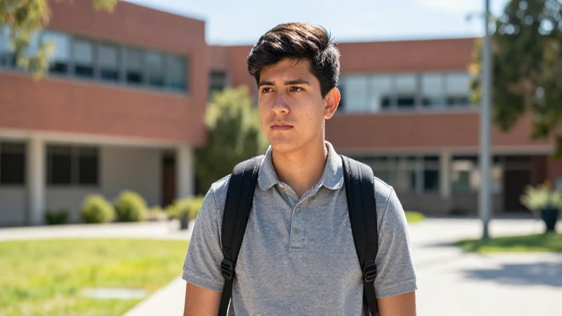 Estudiante mexicano en campus universitario vibrante