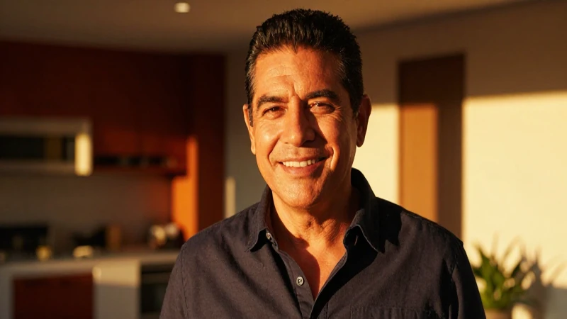 Hombre mexicano sonríendo en luz dorada