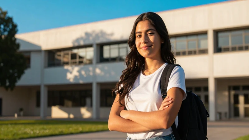 Estudiante mexicano seguro en campus universitario