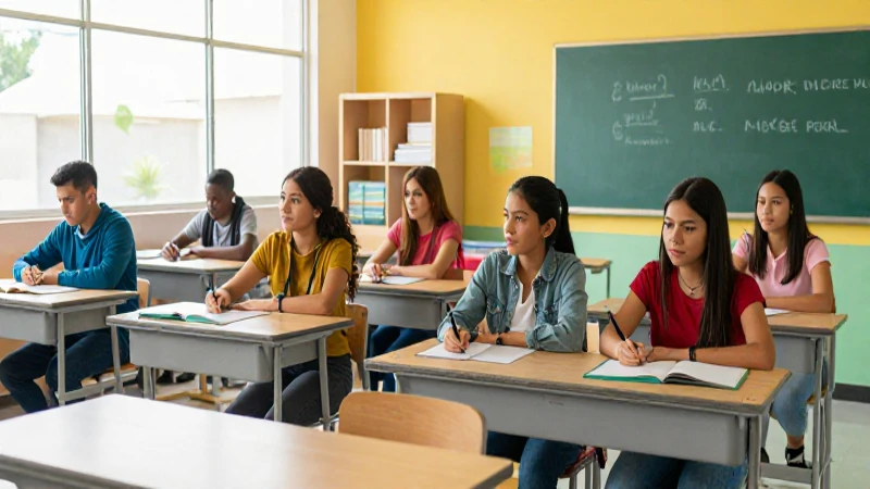 Estudiantes mexicanos en aula modern y vibrante