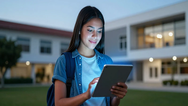 Estudiante mexicano enfocado en campus universitario digital