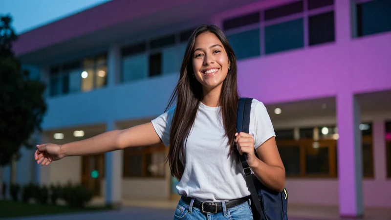 Joven estudiante mexicano sonríe en la universidad