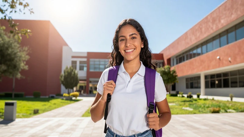 Retrato dinámico de estudiante mexicano con luz y éxito