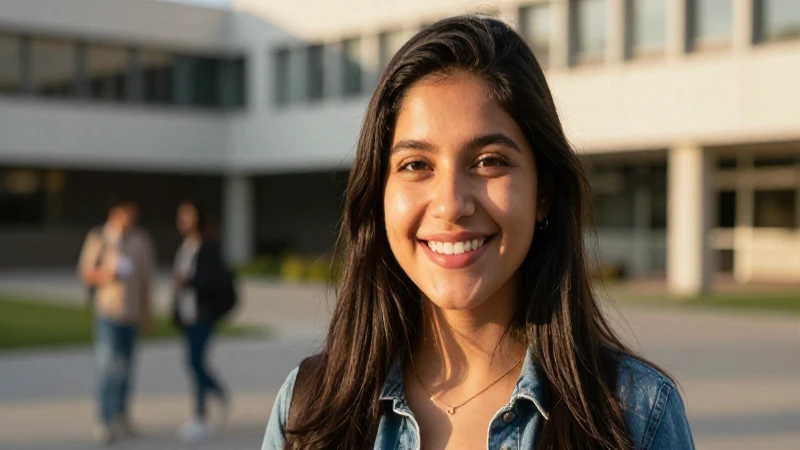 Joven exitoso en campus con luz dorada