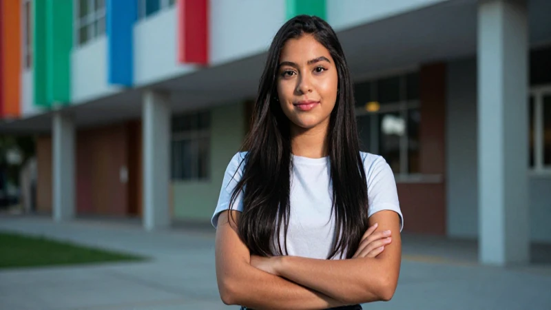 Estudiante mexicano exitoso en un campus moderno