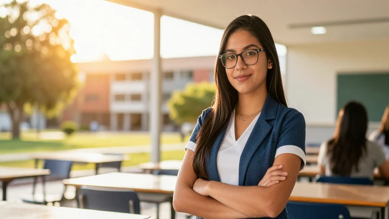 Estudiante mexicana brillante en aula universitaria