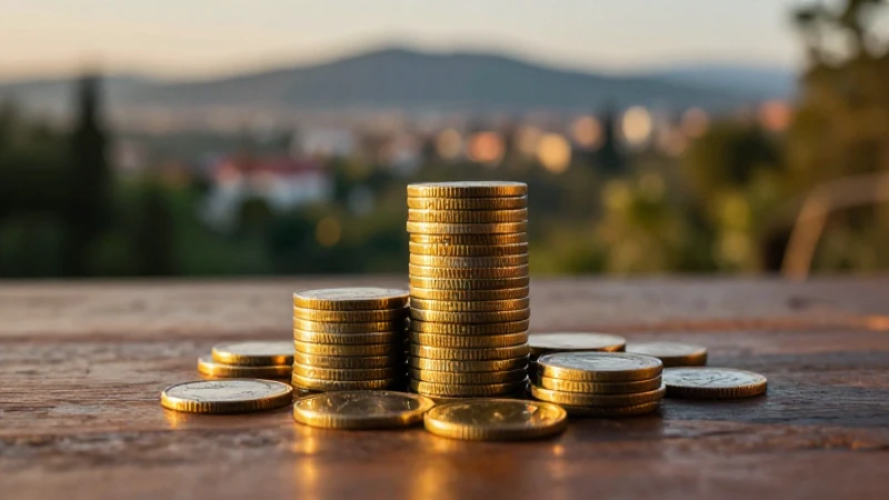 Oro y monedas metálicas sobre madera con fondo vibrante