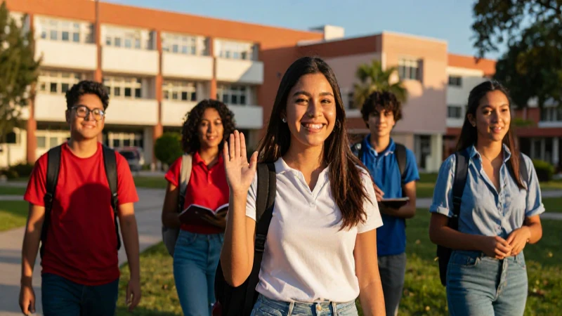 Joven mexicano celebrando oportunidad en campus