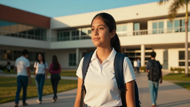 Estudiante mexicano avanza en un campus moderno