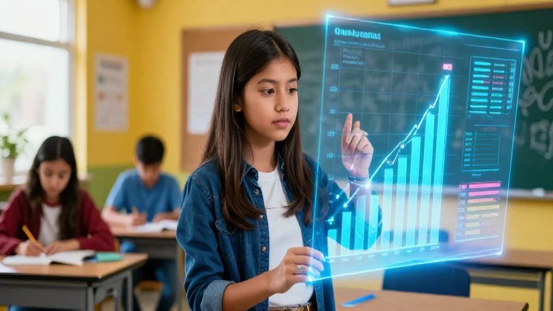 Estudiante mexicano con hologramas académicos vibrantes