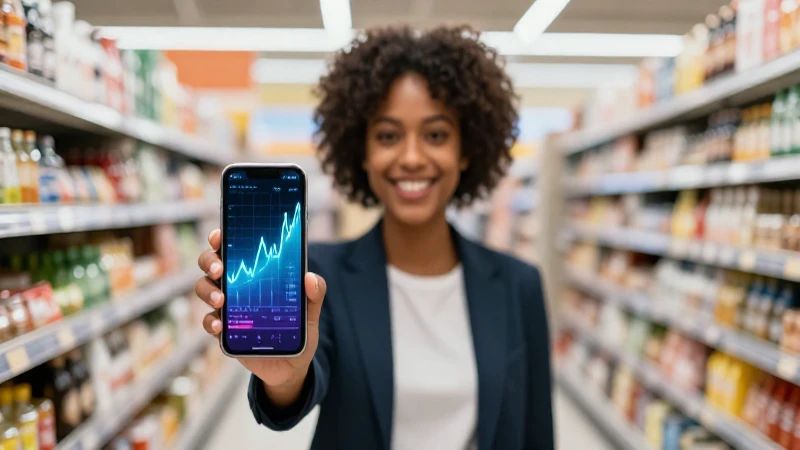 Joven profesional sonriente maneja finanzas digitales