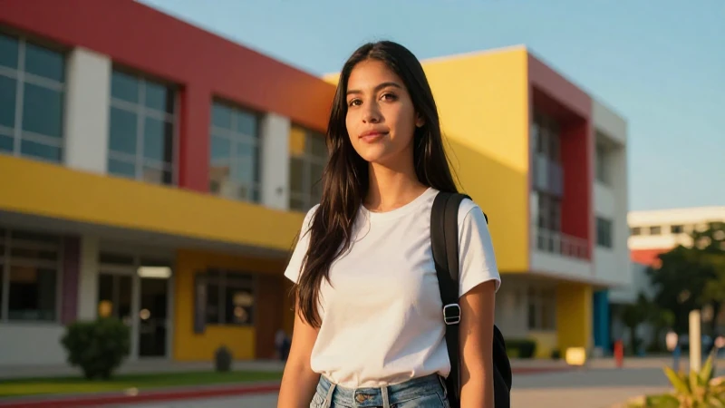 Joven mexicano en campus vibrante