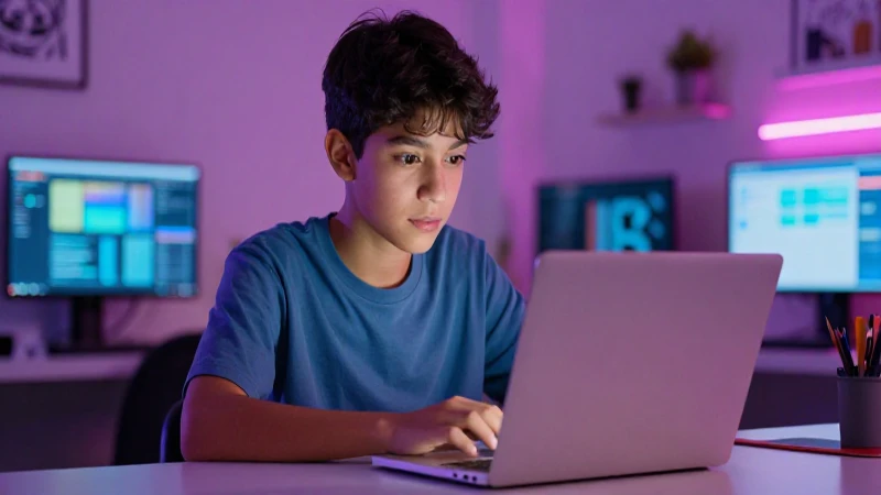 Estudiante mexicano enfocado aprende con una laptop moderna