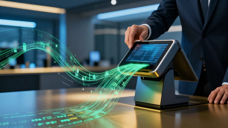 Ejecutivo moderno con datos digitales