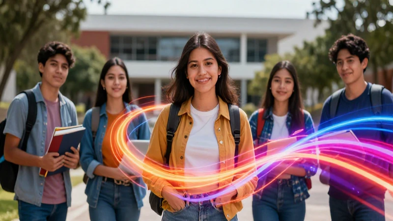 Estudiante mexicano universitario con luces vibrantes