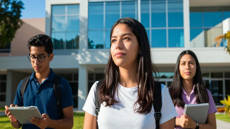 Estudiante mexicano con futuro vibrante en universidad