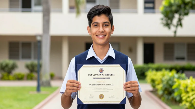 El estudiante recoge su constancia de preparatoria