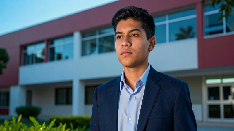Estudiante mexicano enfocado en campus moderno