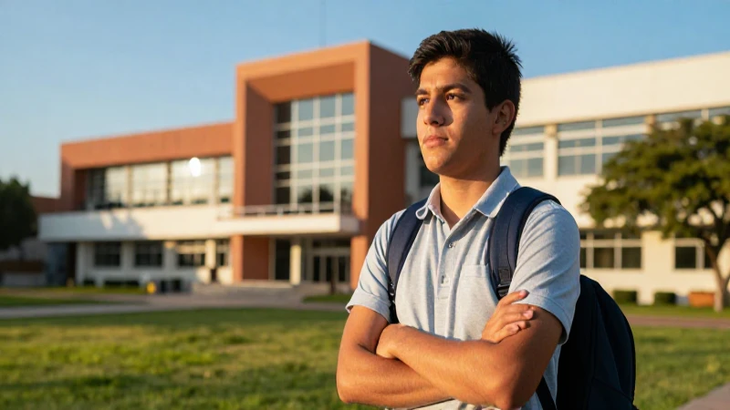 Joven estudiante mexicano en campus universitario