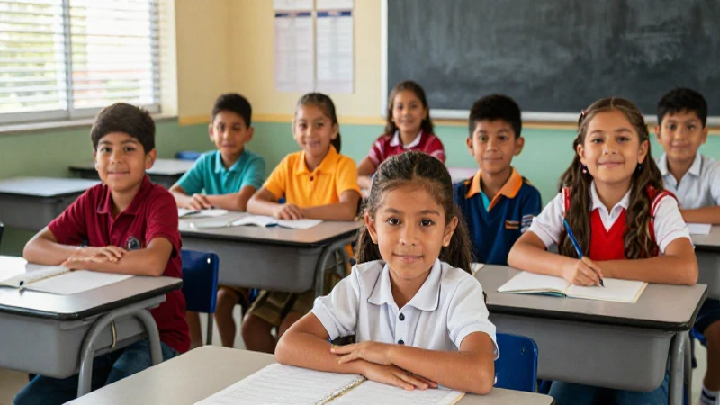 Estudiantes mexicanos alegres en aula moderna