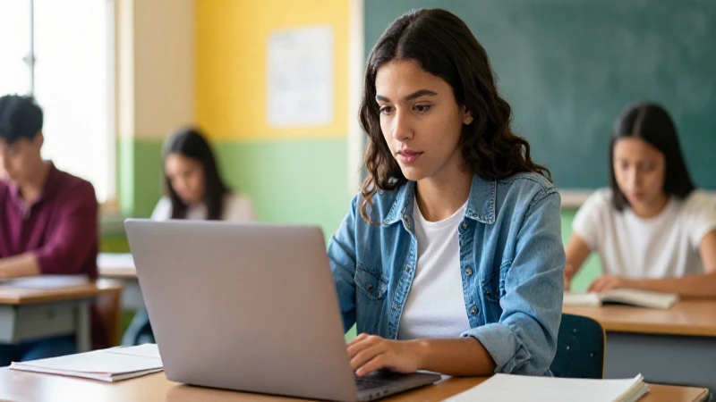 Cómo puedo obtener la lista de beneficiarios de Prospera 2 Estudiante mexicano enfocado con laptop moderna