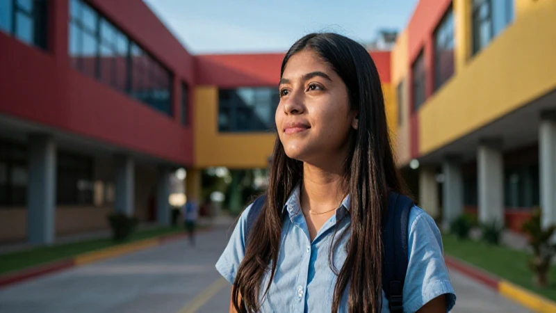 Estudiante mexicano ambicioso en campus