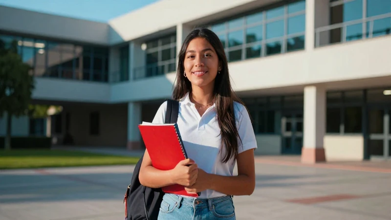 Joven estudiante mexicano exitoso en campus vibrante