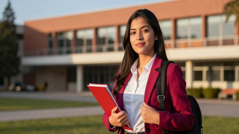 Estudiante mexicana exitosa en campus universitario