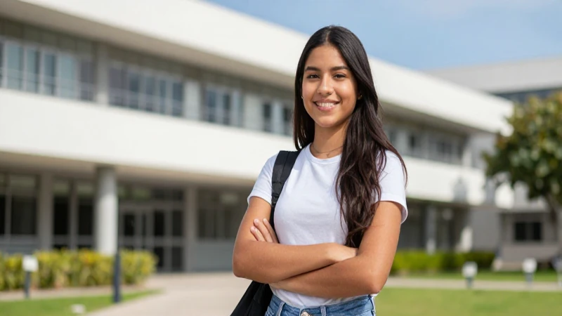 Estudiante mexicano confiado en universidad moderna