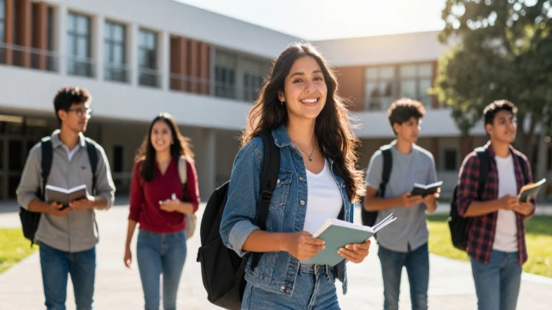 Estudiantes mexicanos vibrantes en campus dinámico