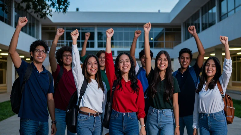 Estudiantes mexicanos celebrando éxitos universitarios