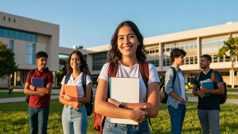 Estudiante mexicano sonriente en campus universitario