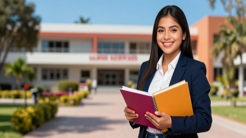 Ilustración vibrante de estudiante mexicana exitosa