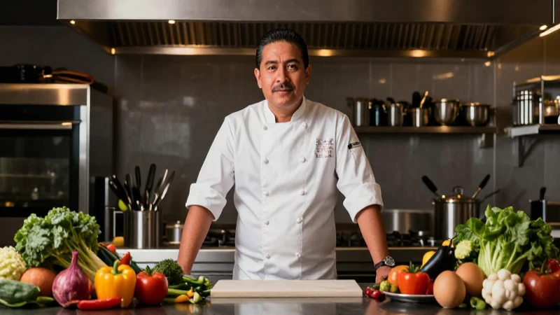Chef mexicano profesional en cocina moderna