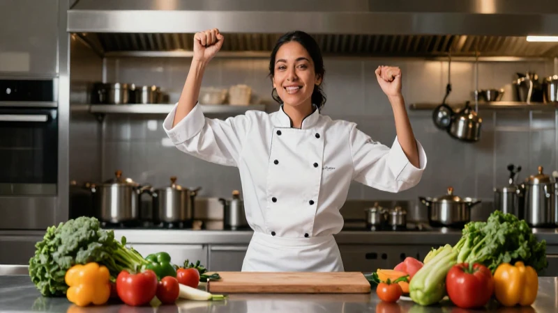Chef latina profesional con estética moderna