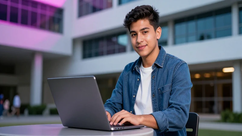 Estudiante mexicano moderno, listo para el éxito