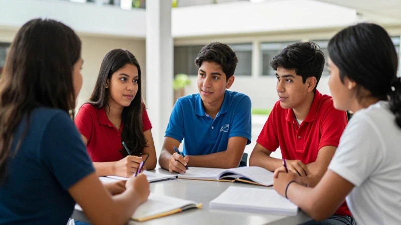 Estudiantes mexicanos colaborando en campus moderno