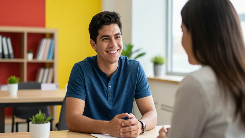Joven mexicano busca apoyo en oficina moderna