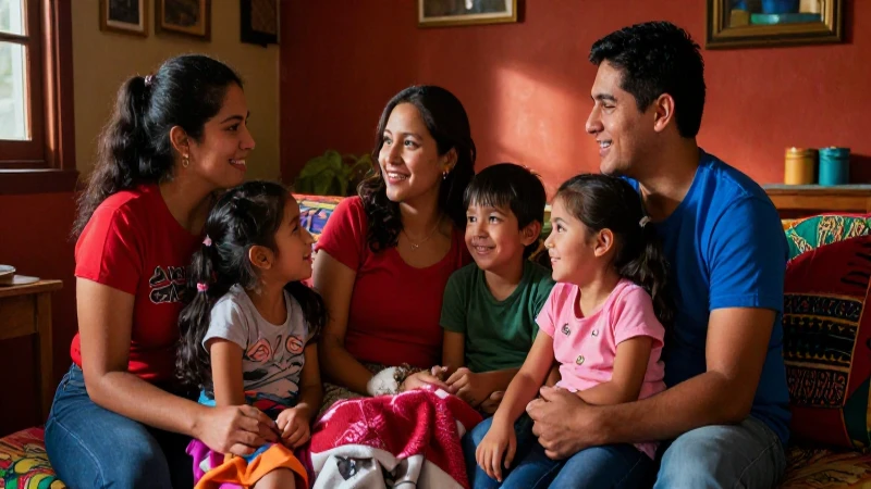 Familia mexicana esperanzada comparte un cálido momento