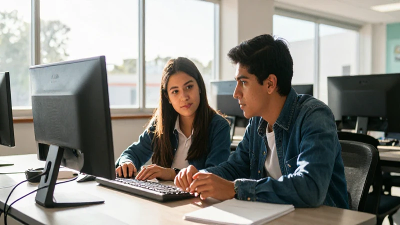 Estudiantes mexicanos en aula moderna
