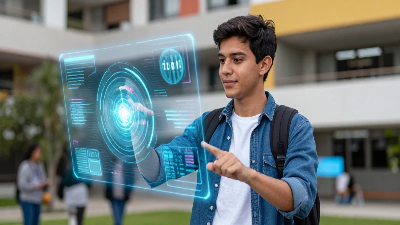 Estudiante mexicano interactúa con tecnología futurista