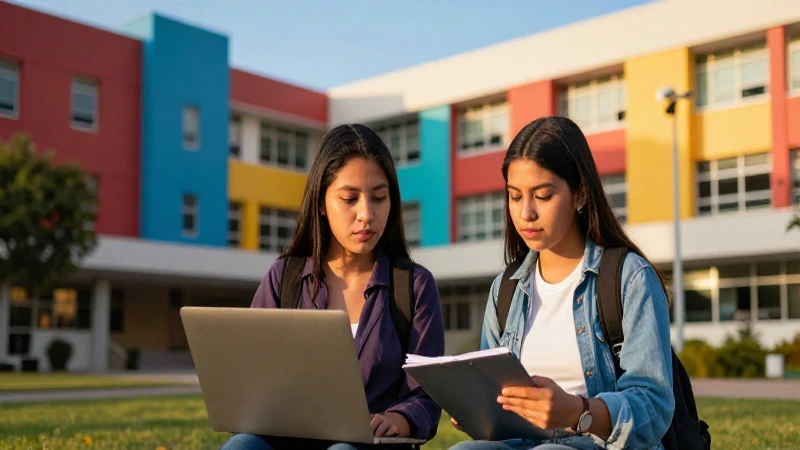 Estudiantes mexicanos en el campus universitario