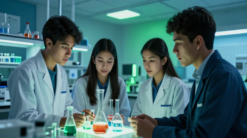 Colaboración científica en laboratorio moderno y brillante