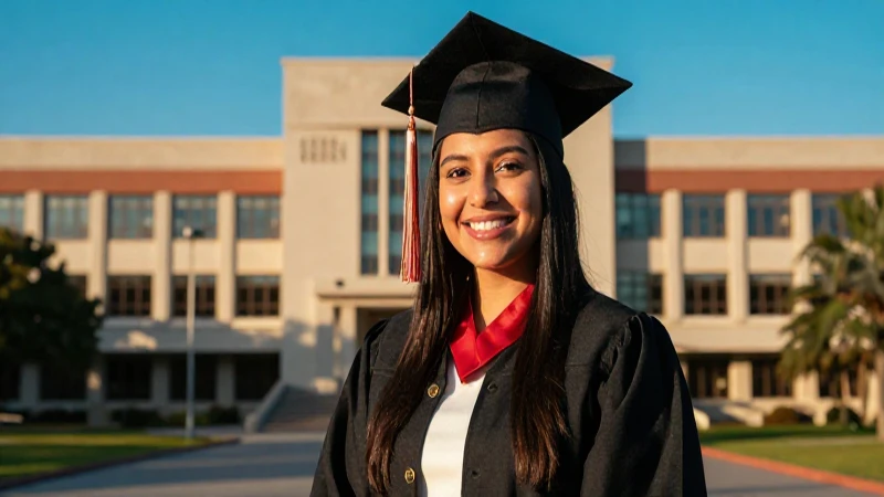 Estudiante mexicano sonriente en campus universitario moderno