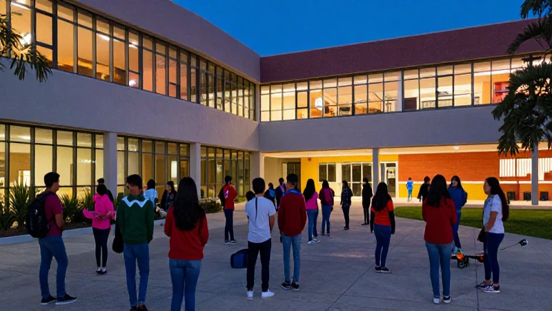 Estudiantes mexicanos en campus modernos