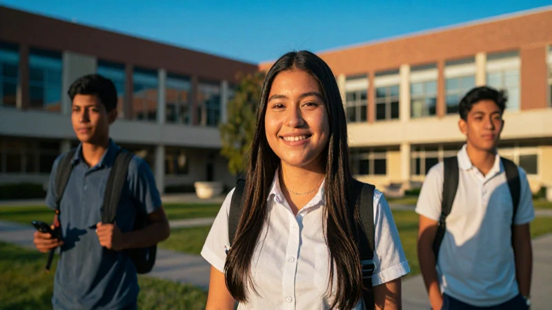 Joven sonriente en campus moderno